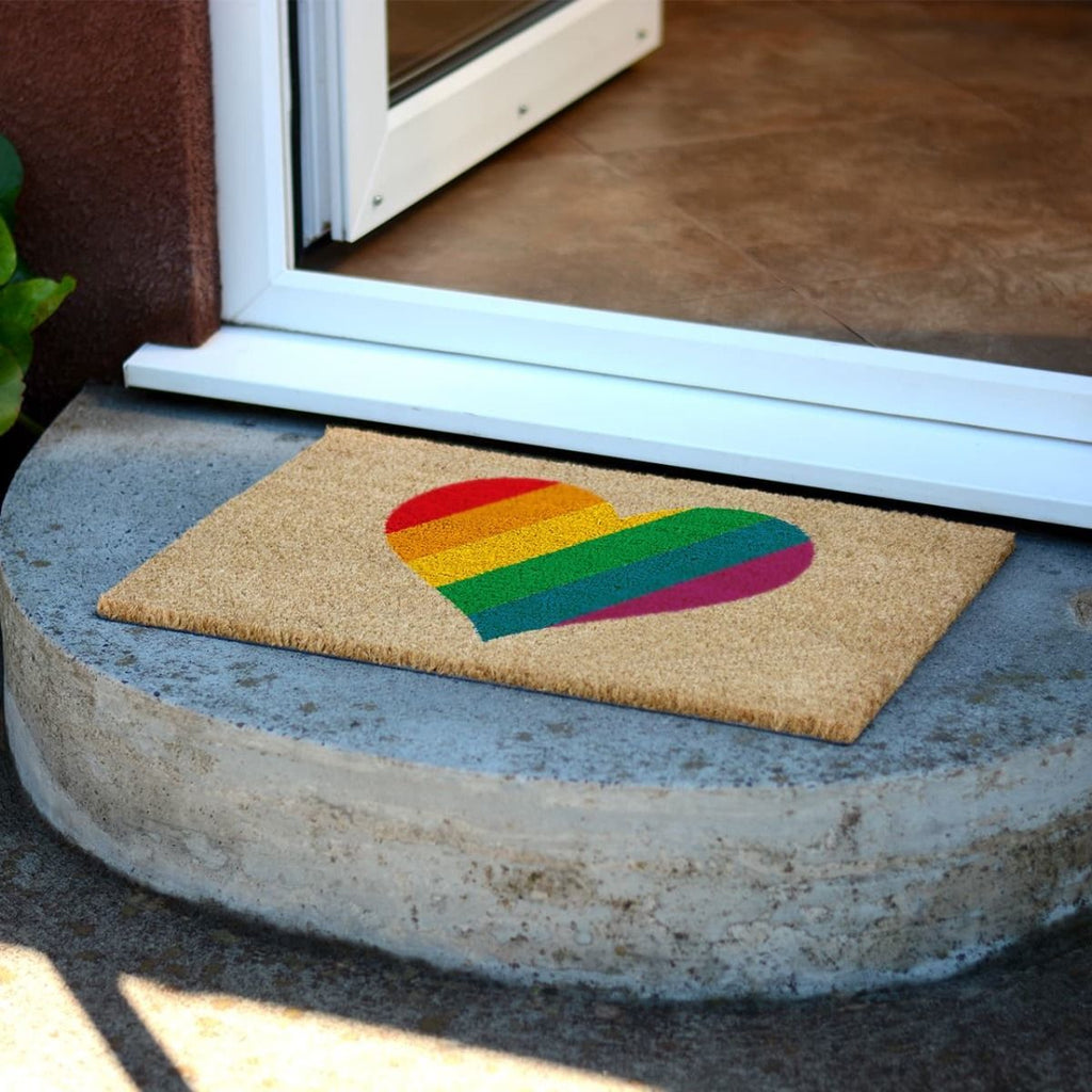 Heart Shaped Pride Rainbow' Novelty Doormat
