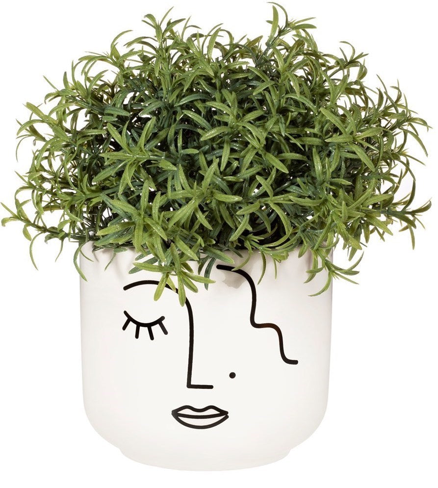 Sass & Belle: Abstract Face White Large Planter 12cm