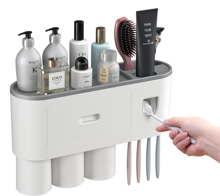 Perforated toothbrush rack 3 cups - grey
