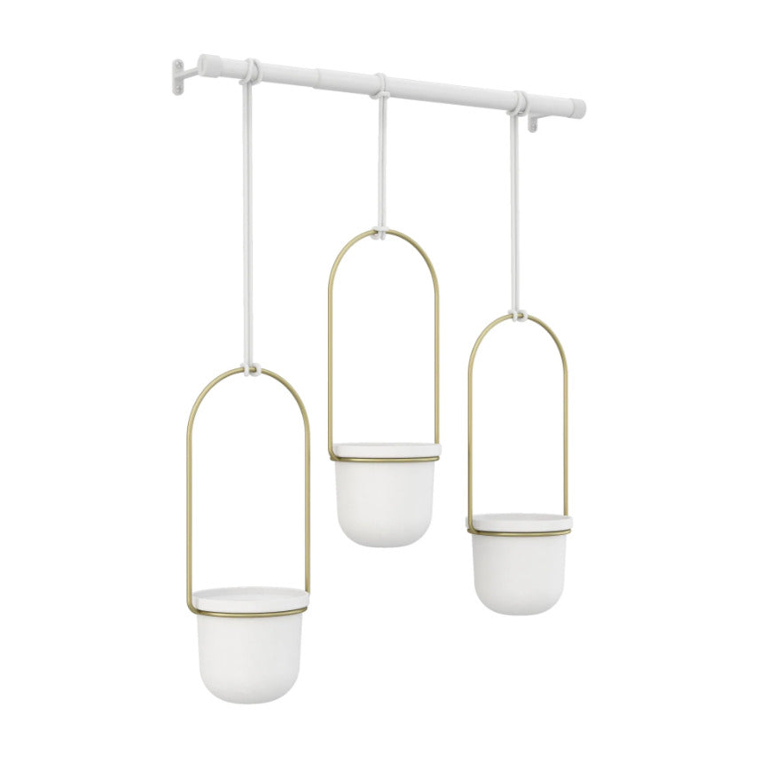 Umbra: Triflora Hanging Planter - White/Brass