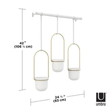 Load image into Gallery viewer, Umbra: Triflora Hanging Planter - White/Brass