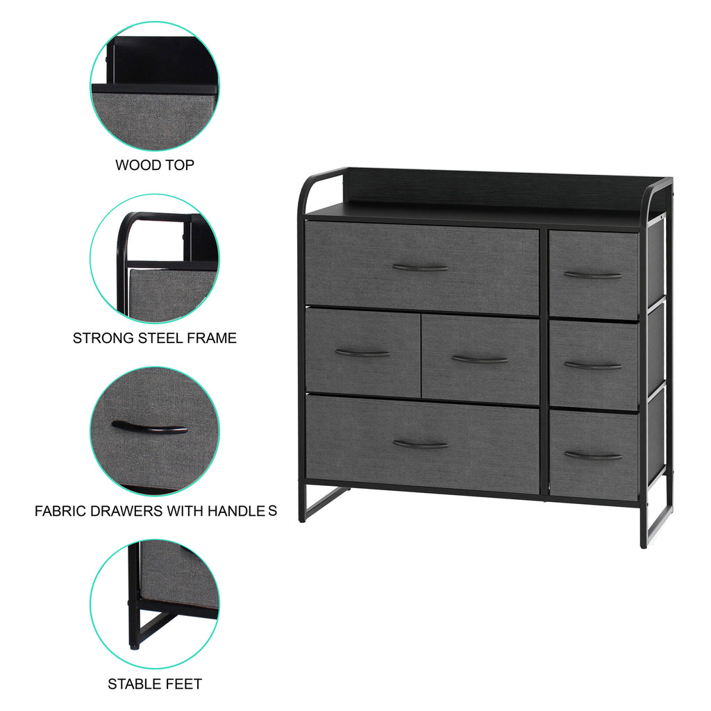 Ovela 7 Drawer Storage Chest - Dark Grey