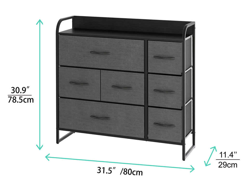 Ovela 7 Drawer Storage Chest - Dark Grey