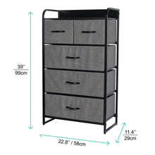 Load image into Gallery viewer, Ovela 5 Drawer Storage Chest - Dark Grey