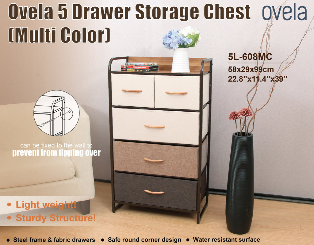 Ovela 5 Drawer Storage Chest - Multi Color