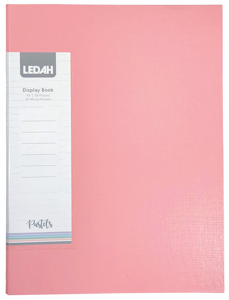Ledah Pastels Display Book A4 Pink 20 Pocket