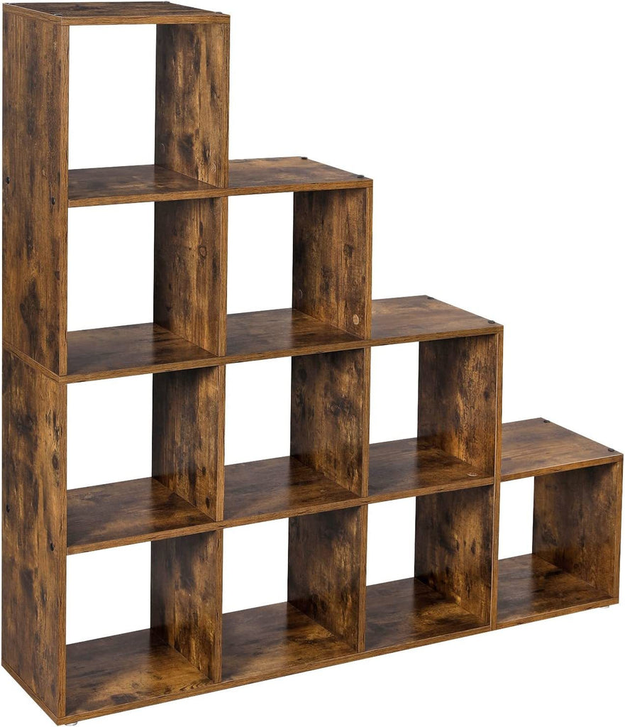 VASAGLE 10 Cubes Staircase Shelf - Rustic Brown