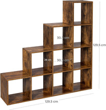 Load image into Gallery viewer, VASAGLE 10 Cubes Staircase Shelf - Rustic Brown