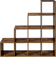 Load image into Gallery viewer, VASAGLE 10 Cubes Staircase Shelf - Rustic Brown
