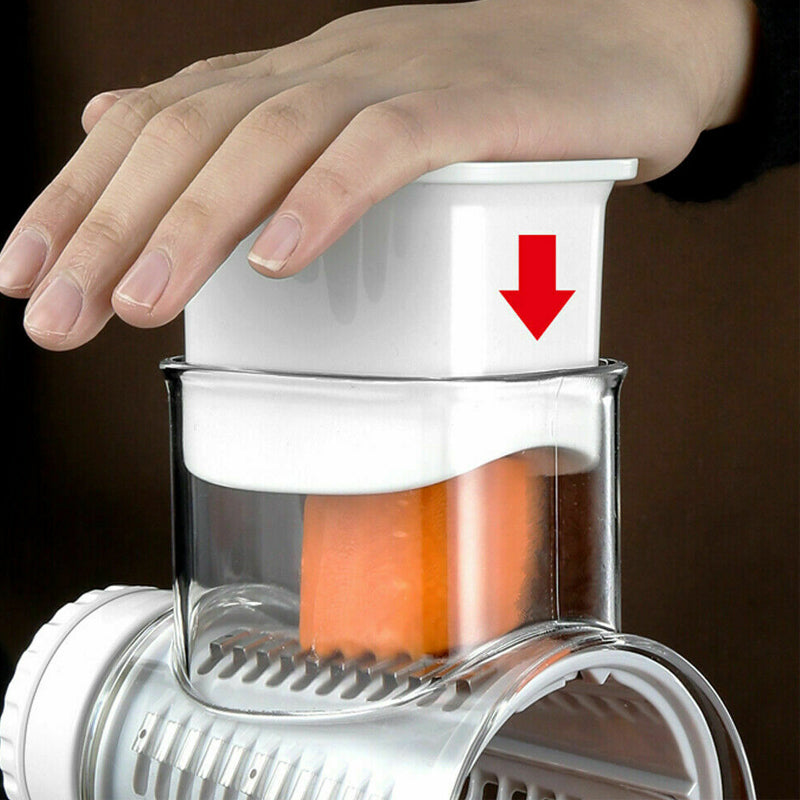 Hand-Cranked Rotary Drum Vegetable Cutter with 5 Blades