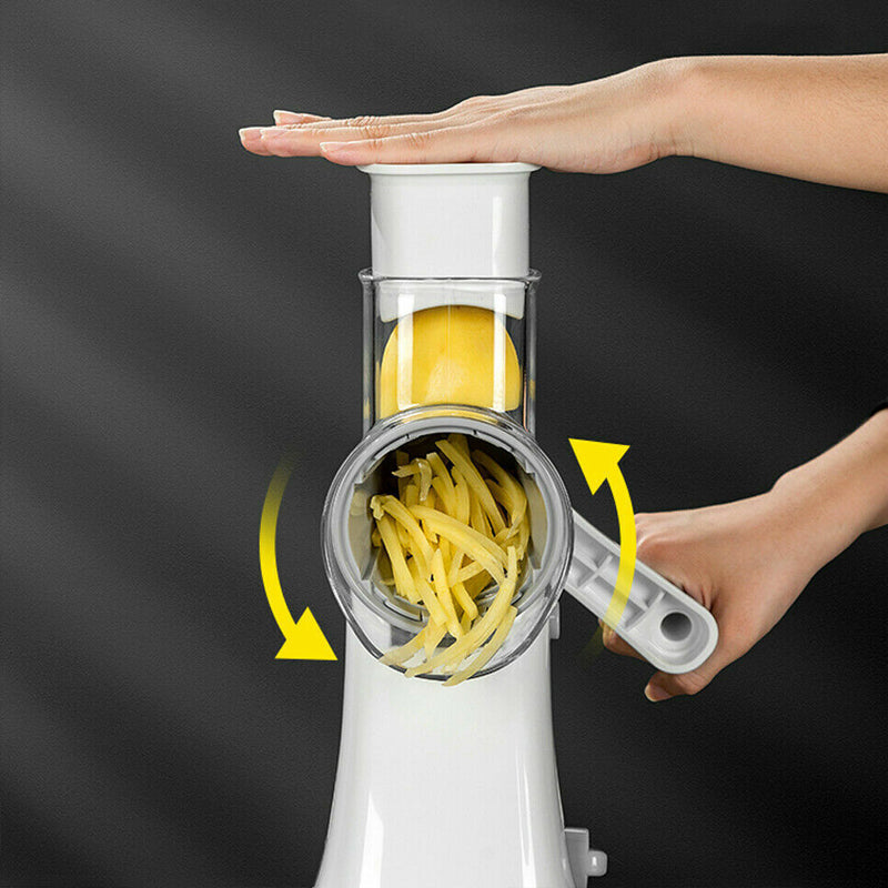 Hand-Cranked Rotary Drum Vegetable Cutter with 5 Blades