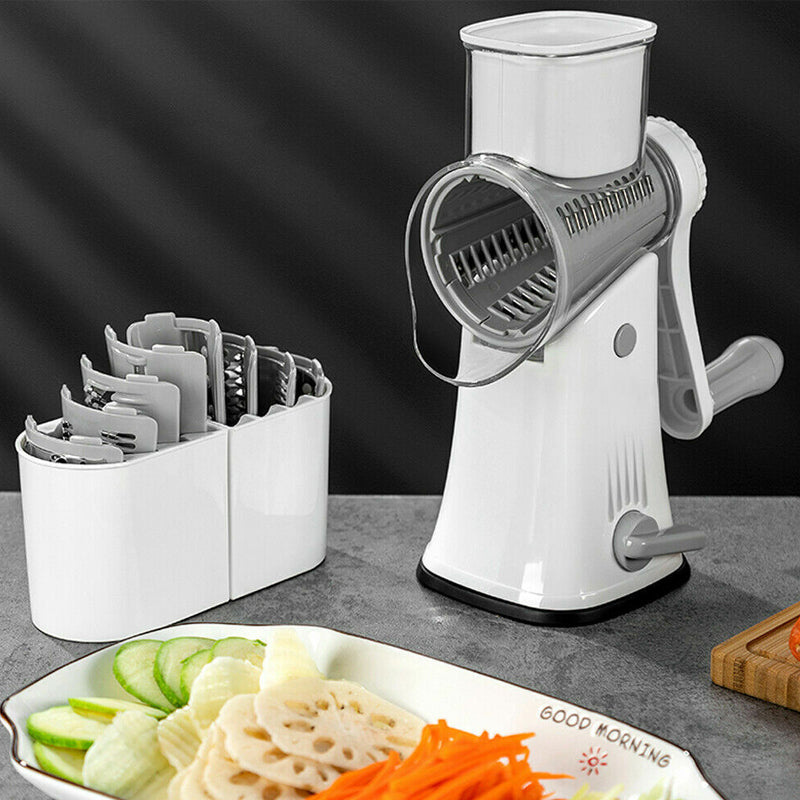 Hand-Cranked Rotary Drum Vegetable Cutter with 5 Blades