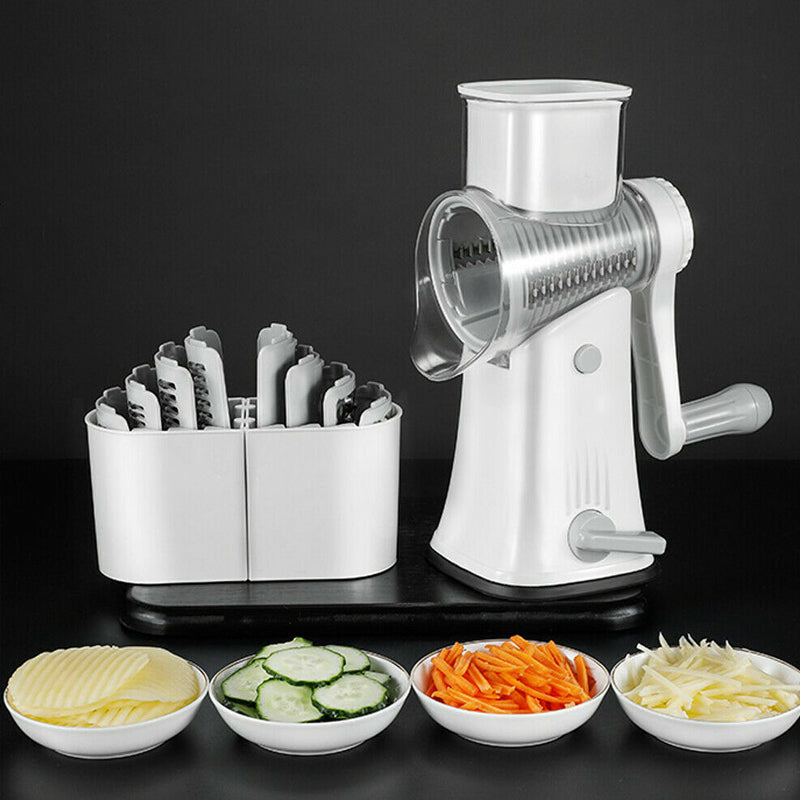 Hand-Cranked Rotary Drum Vegetable Cutter with 5 Blades