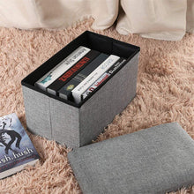 Load image into Gallery viewer, Linen Folding Organizer Storage Stool