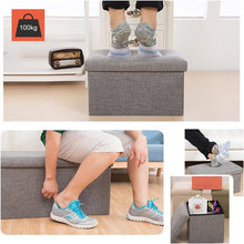 Load image into Gallery viewer, Linen Folding Organizer Storage Stool