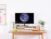 Load image into Gallery viewer, 2-Tier Bamboo Monitor Riser with Storage Organizer Drawer