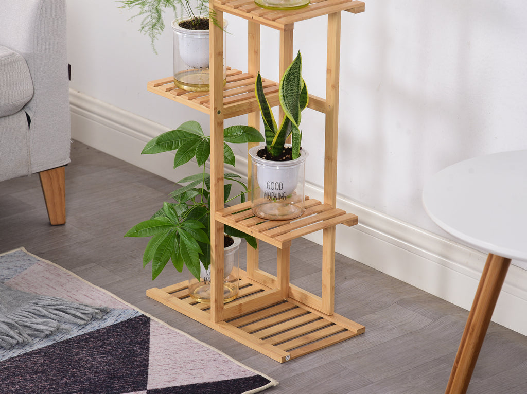 Bamboo Multi-Tiered Plant Shelf