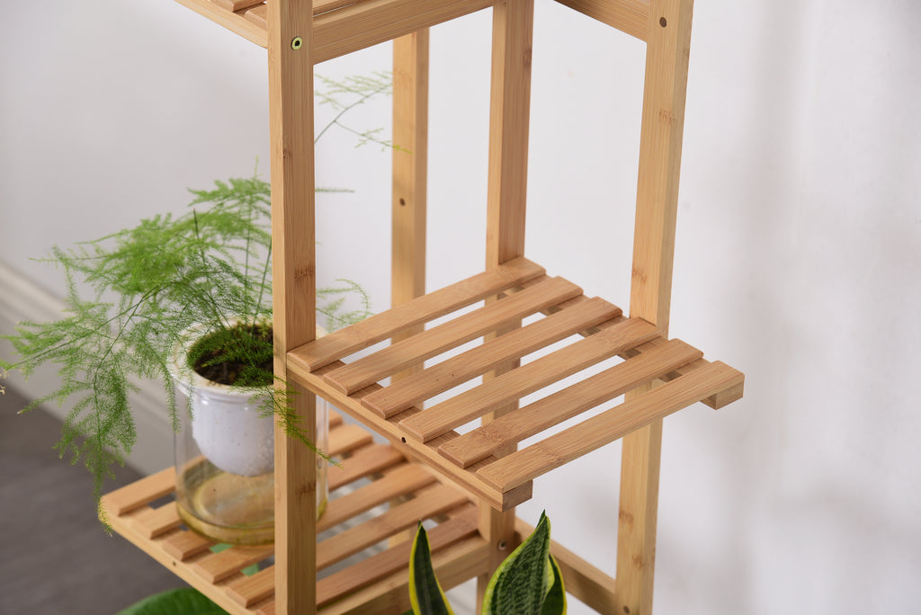 Bamboo Multi-Tiered Plant Shelf