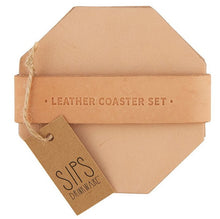 Load image into Gallery viewer, Leather Coaster Set Camel - Santa Barbara Design Studio