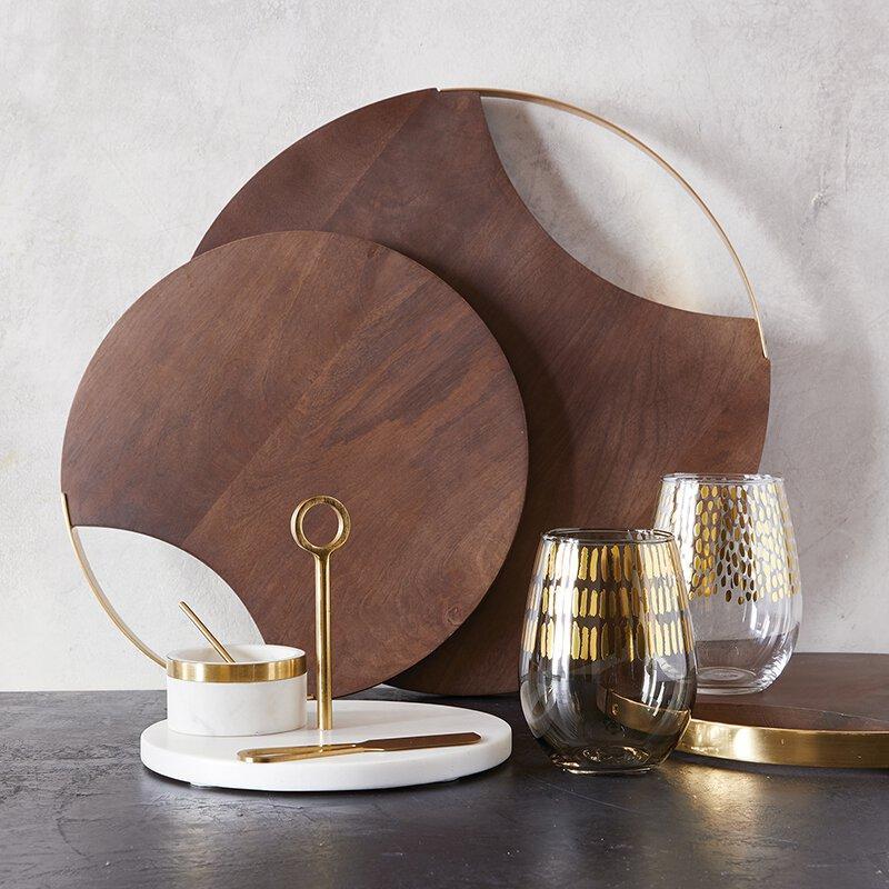 Wood + Brass Board - 40cm - Santa Barbara Design Studio