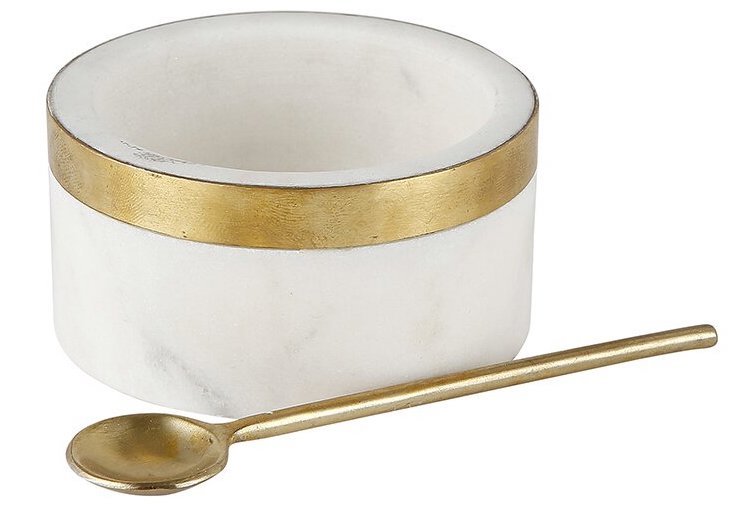 Marble Bowl With Brass Spoon - Santa Barbara Design Studio