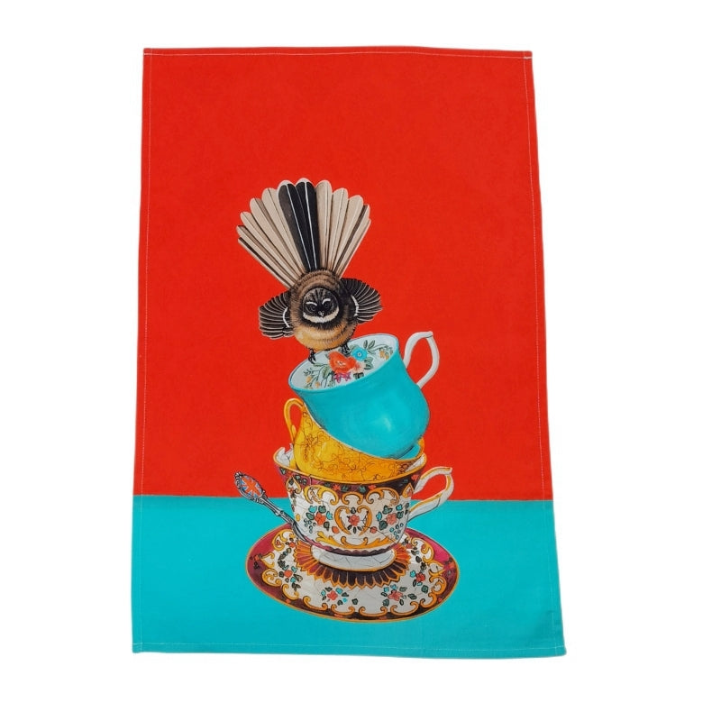 Red Fantail Tea Towel - AM Trading