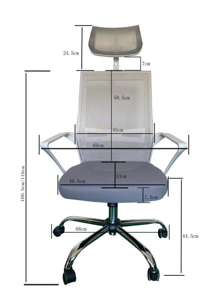 Gorilla Office: Mayson High Back Mesh Chair - Grey
