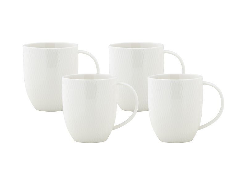 Maxwell & Williams: White Basics Diamonds Coupe Mug (370ml) (Set of 4)