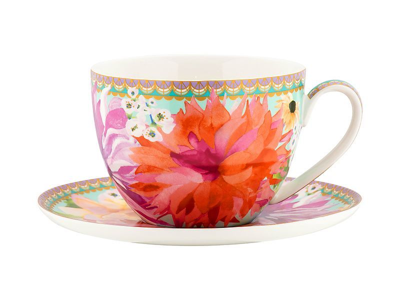 Maxwell & Williams: Teas & C's Dahlia Daze Breakfast Cup & Saucer - Sky (400ml)