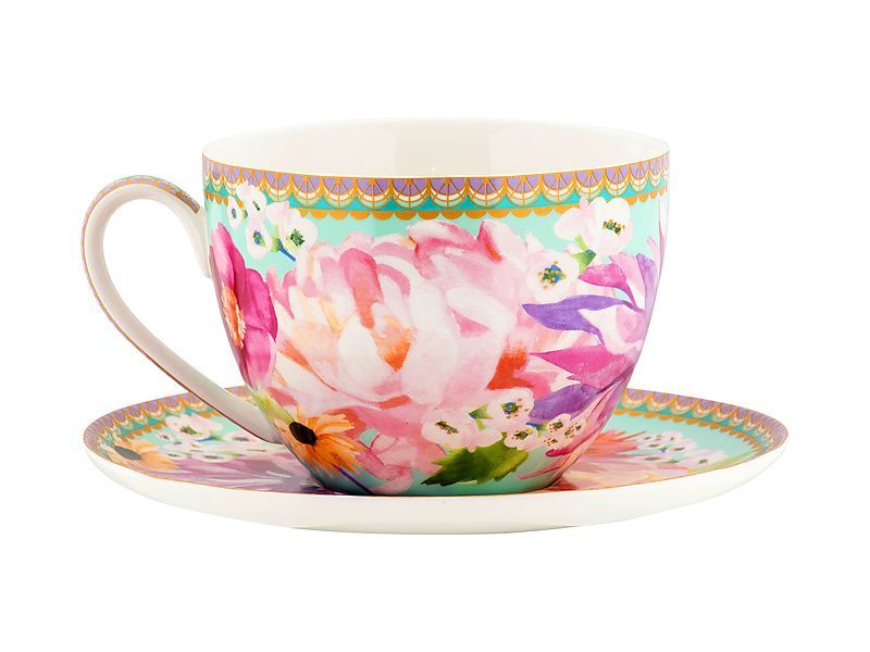 Maxwell & Williams: Teas & C's Dahlia Daze Breakfast Cup & Saucer - Sky (400ml)