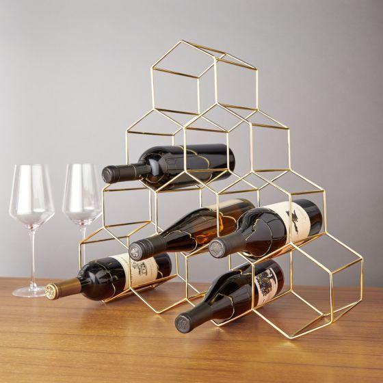 Viski 10-Bottle Gold Geo Wine Rack