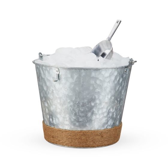 Jute Wrapped Galvanized Ice Bucket - Twine