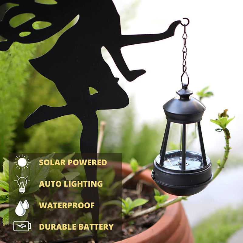 Metal Fairy Garden Statues with Solar Lamp