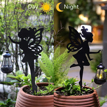 Load image into Gallery viewer, Metal Fairy Garden Statues with Solar Lamp