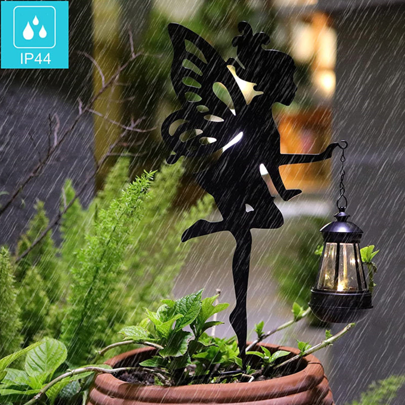 Metal Fairy Garden Statues with Solar Lamp