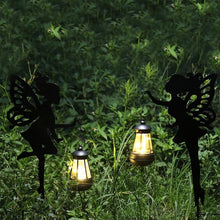 Load image into Gallery viewer, Metal Fairy Garden Statues with Solar Lamp
