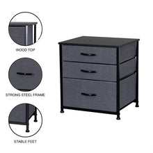 Load image into Gallery viewer, Ovela 3 Drawer Nightstand Bedside Table - Dark Grey