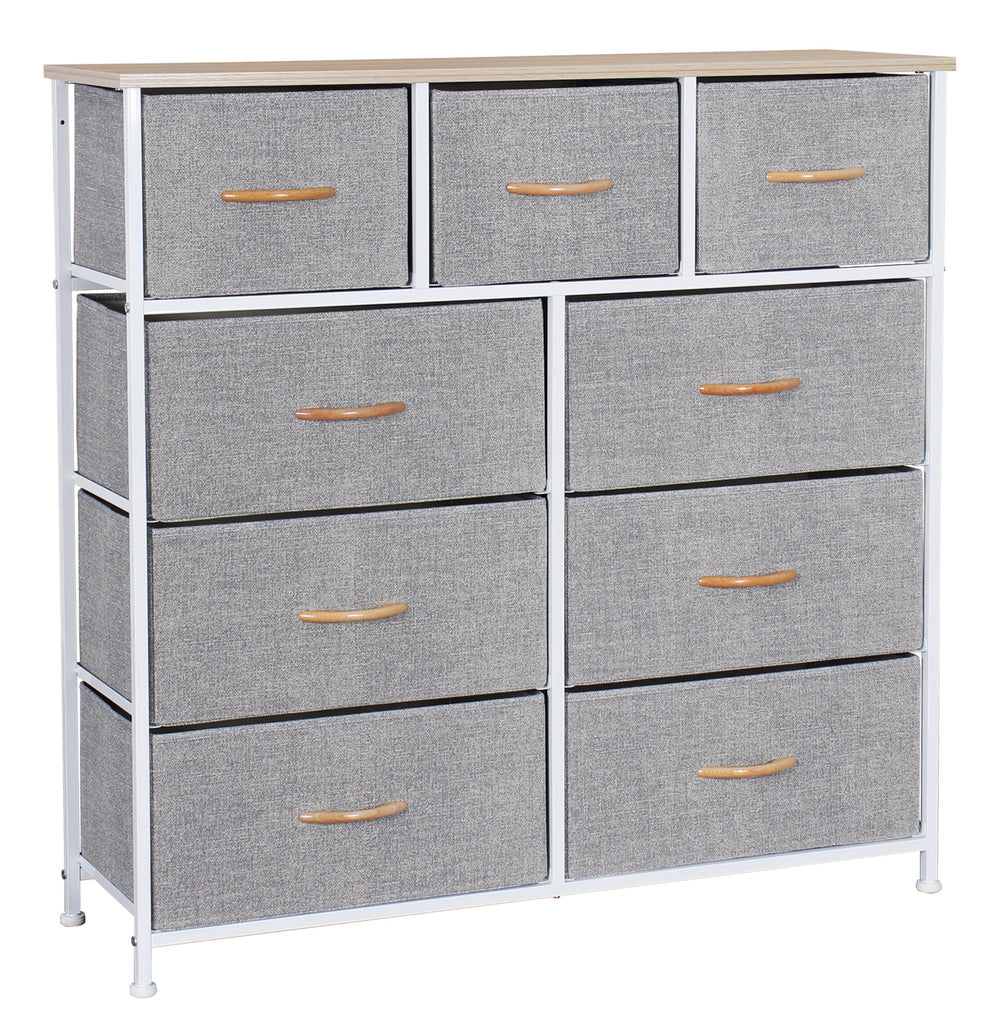 Ovela 9 Drawer Storage Chest - Light Grey