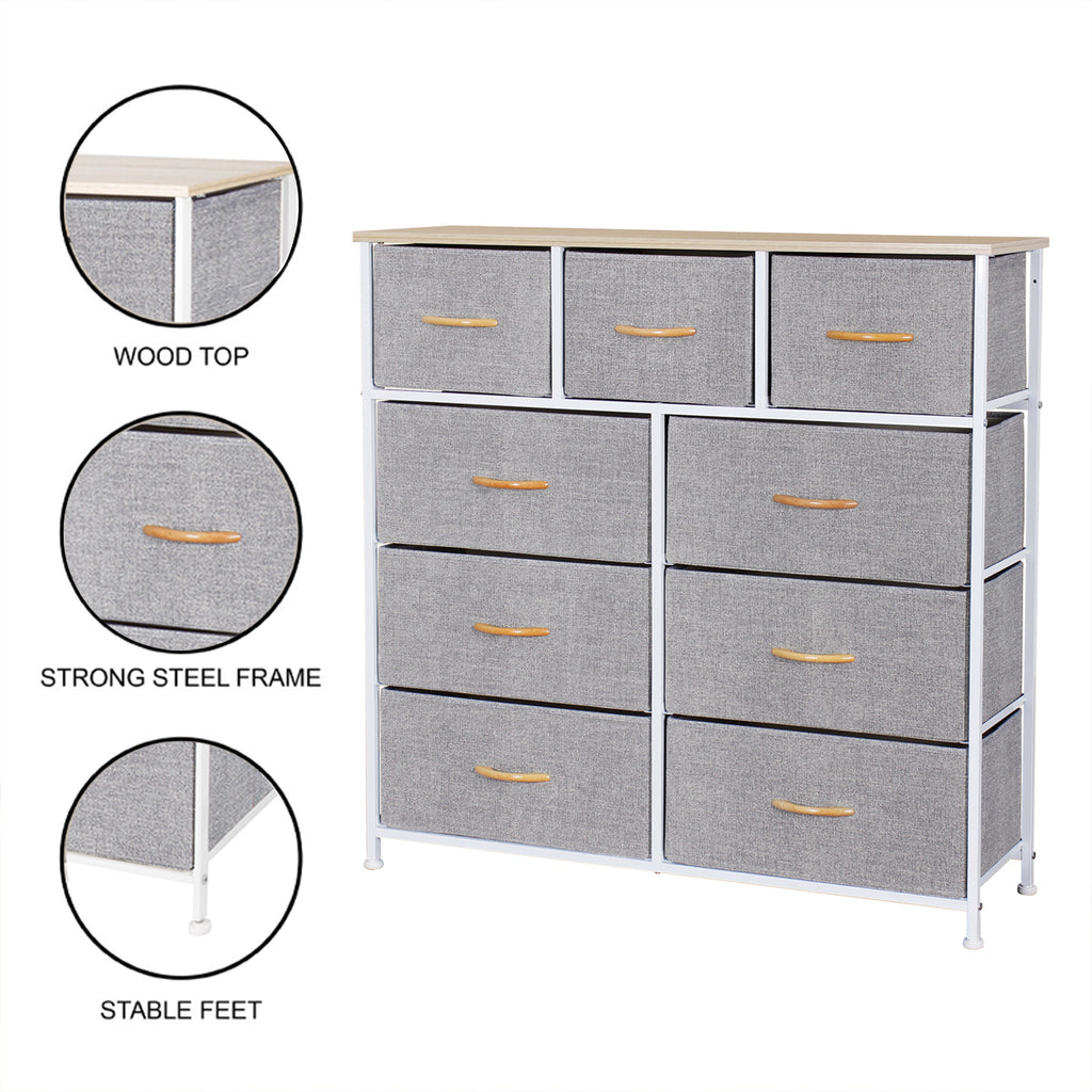 Ovela 9 Drawer Storage Chest - Light Grey