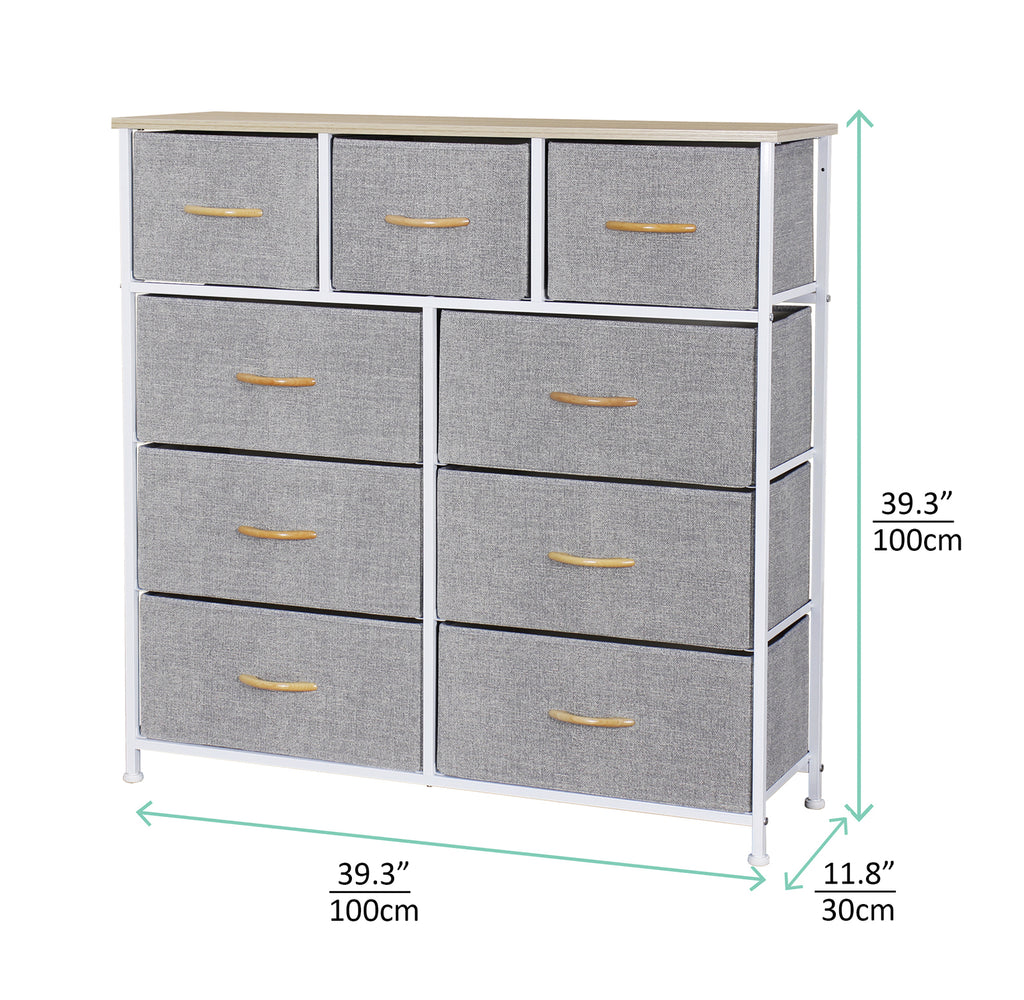 Ovela 9 Drawer Storage Chest - Light Grey