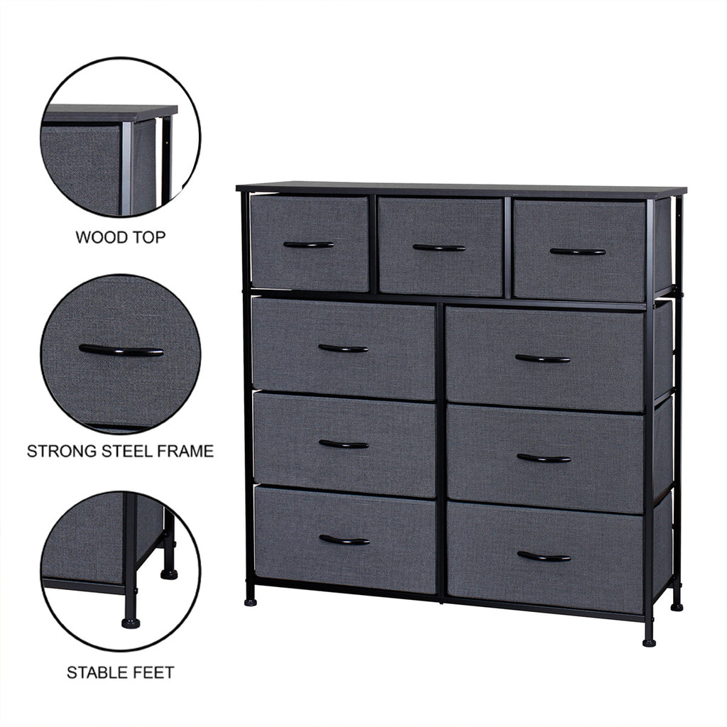 Ovela 9 Drawer Storage Chest - Dark Grey
