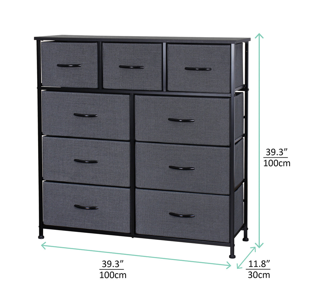 Ovela 9 Drawer Storage Chest - Dark Grey