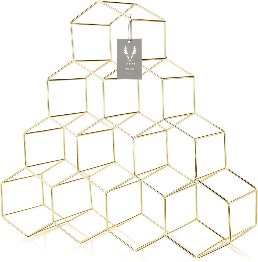 Viski 10-Bottle Gold Geo Wine Rack