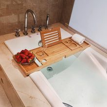 Load image into Gallery viewer, Expandable Bamboo Bathtub Tray