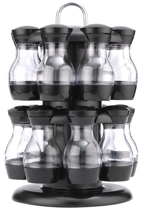 16-Bottle Double-Layer Rotating Spice Rack Set