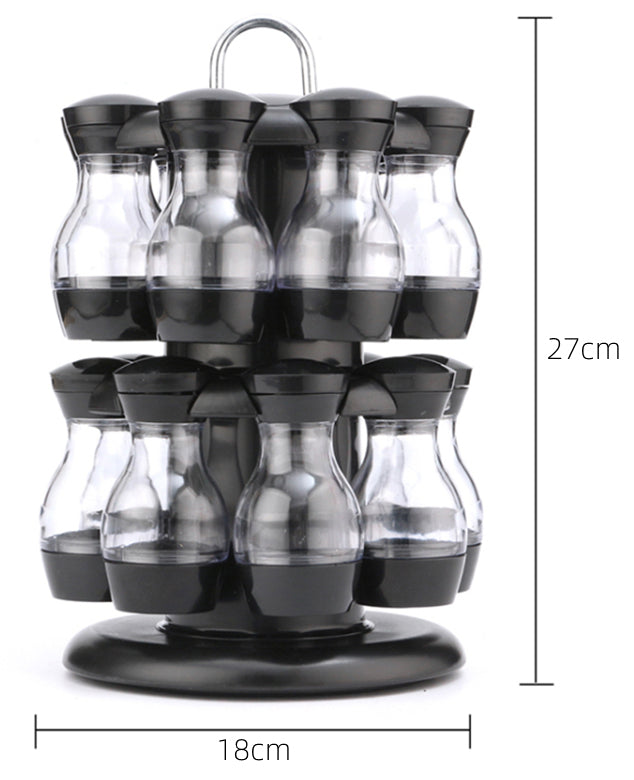 16-Bottle Double-Layer Rotating Spice Rack Set