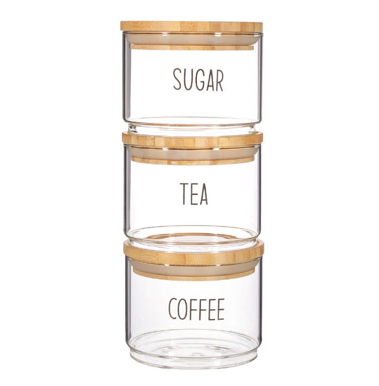 Sass & Belle: Tea, Coffee, Sugar Glass Stacking Jars