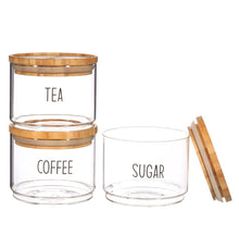 Load image into Gallery viewer, Sass &amp; Belle: Tea, Coffee, Sugar Glass Stacking Jars