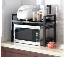 Load image into Gallery viewer, 2-Tier Expandable Countertop Microwave Rack - Black - Fraser Country
