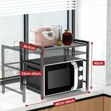 Load image into Gallery viewer, 2-Tier Expandable Countertop Microwave Rack - Black - Fraser Country
